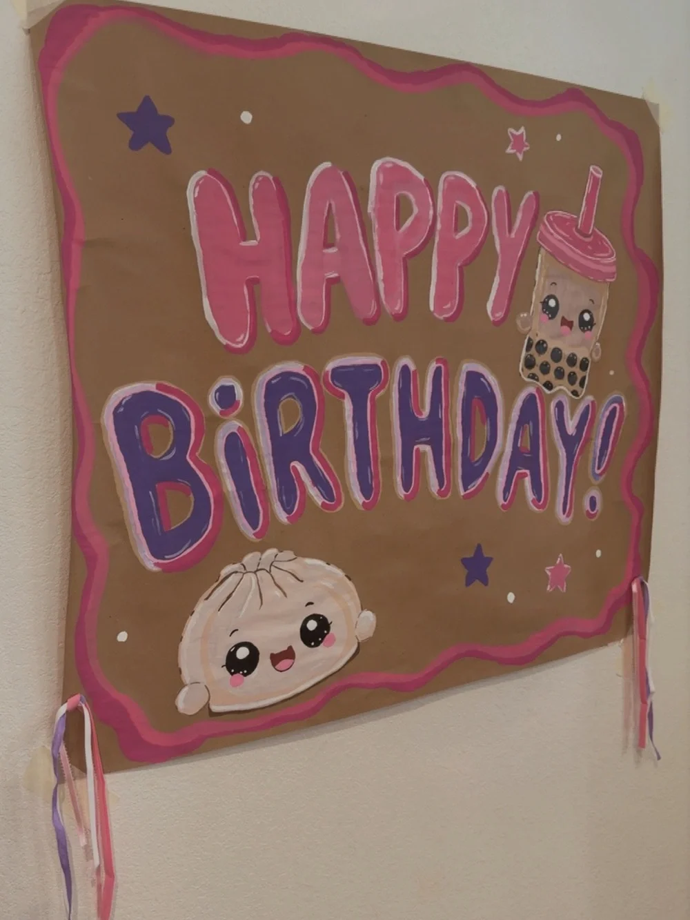 Birthday Party Wall Banner - Pink and Purple
